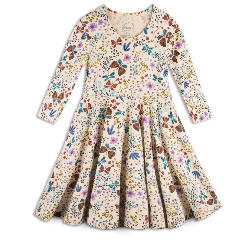 Mightly Girls Fair Trade Organic Cotton Print 3/4 Sleeve Twirl Dress, 1 of 6