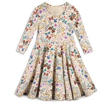 Mightly Girls Fair Trade Organic Cotton Print 3/4 Sleeve Twirl Dress