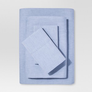 Twin Vintage Washed Chambray Sheet Set Metallic Blue - Threshold , Grey Blue