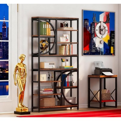 Gulches 77" Bookshelf, Industrial 8-Tier Etagere Bookcase Open Display Shelves for Home