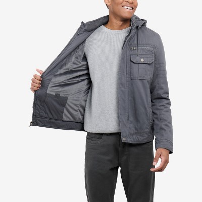 X RAY Men's Faux Shearling Lined Hooded Cargo Jacket in Grey Size XL — фото 5