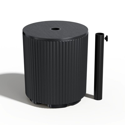 INFURNIC Umbrella Bases Heavy Duty Stand with Table Storage for Patio Garden Deck Pool and Outdoor Spaces, Black, 14.8"*14.8"*16.7"