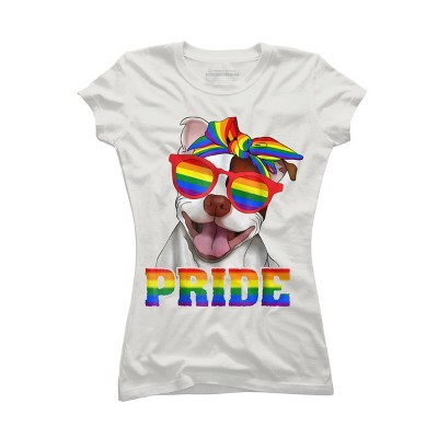 Adult Design By Humans Pit Bull Rainbow Pride Dog By Luckyst T-Shirt