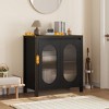 Accent Storage Cabinet, Modern Sideboard Buffet Cabinet with Fluted Glass Doors - 2 of 4