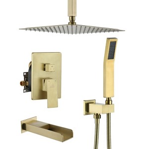 CASAINC 12'' Ceiling Mounted Shower System with Handheld Sprayer and Tub Faucet - 1 of 3