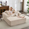 61" Oversized Chaise Lounge Chair, Comfy Corduroy Lounge Sofa with 4 Pillows, No Assembly Required, Cozy Sleeper Sofa Bed for Living Room Apartments - 2 of 4