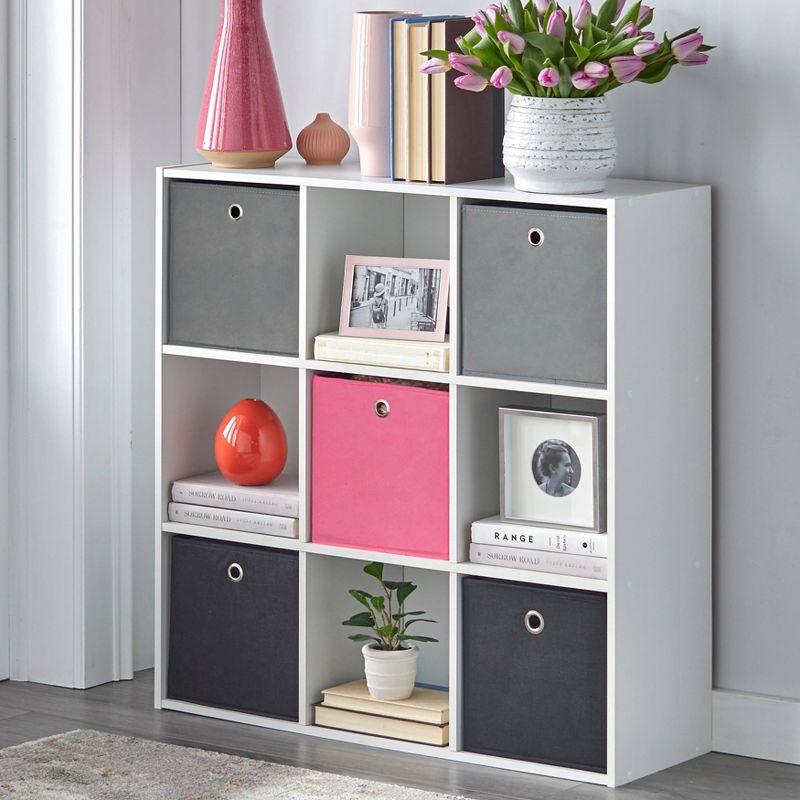 7.5" Utility Bookcase with 5 Fabric Bins - Buylateral, 3 of 6