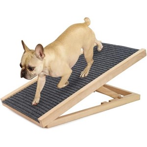 Foldable Dog Climbing Ladder - Adjustable Height Anti-Skid Wooden Pet Stairs for Bed, Couch & Car,110Lbs Capacity - 1 of 4