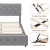 Garvee Full Size Platform Bed with USB Ports, Adjustable Height, Hemp Cloth Padded, Diamond Stitched Button Tufted Design - 2 of 4