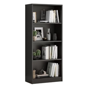 Infurnic Decorative Bookshelf, Tall Modern Wood Bookshelf with Four Shelves, for Living Room or Library Bookcase, Black, 11.6"*24.4"*55.9" - 1 of 4