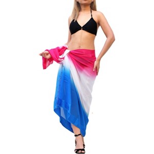 LA LEELA Women's Beachwear Summer Swimwear Swim Cover Ups Beach Wraps Skirt Swimwear Bikini Plus Size Sarong Coverups One Size White, Solid - 1 of 4