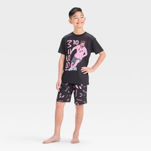 Boys' Messi 2pc Pajama Set - Black - 1 of 4