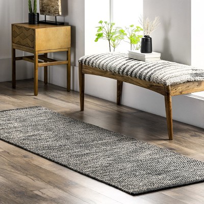 Handcrafted Gray Cotton Artisanal Area Rug 31"x7"