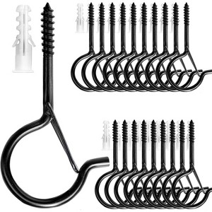 LunaLulinlk 20 PCS Q Hanger Hooks with Safety Buckle, Windproof Screw Hooks for Hanging Outdoor String Lights 2.2 Inches, Black - 1 of 4