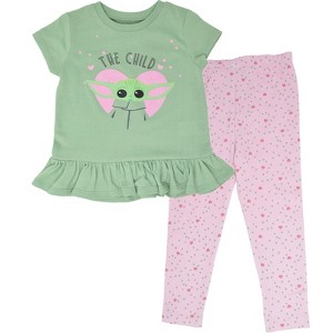 Star Wars The Mandalorian The Child Girls T-Shirt and Leggings Outfit Set Toddler - 1 of 4