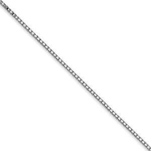 Black Bow Jewelry 1.1mm 10k White Gold Solid Box Chain Necklace - 1 of 4