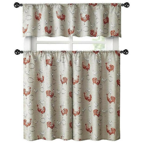 Barnyard Designs Set of 2 Semi-Sheer Tie-Top Kitchen Curtains 36 inch Length Short Curtains, Bathroom Curtains Window Cafe Curtains, Small Kitchen