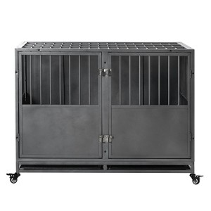 FURNIinspire Pet Crates and Houses Heavy Duty Dog Crate, Durable Versatile and Portable, with 4 Lockable Wheels, Black, 47.2"*28.7"*35.4" - 1 of 4
