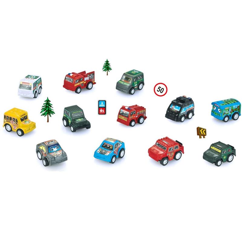 Link Ready! Set! Go! 12 Piece Pull Back And Go Toy Cars Comes With Educational Road Signs, 1 of 4