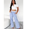 Amaryllis Women’s Wide Leg Striped Pants Lightweight Cotton Pull-On Drawstring Waistband with Side Pockets Resort Style - 2 of 4