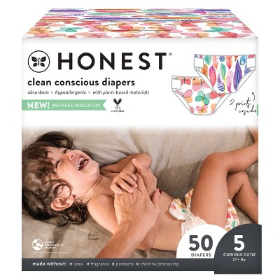 The Honest Company Disposable Diapers Wingin' It & Painted Feathers - Size 5 - 50ct