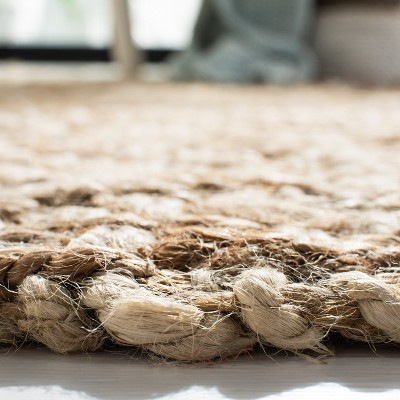 Hand-Woven Ivory Jute Chevron 4' x 6' Rectangular Rug