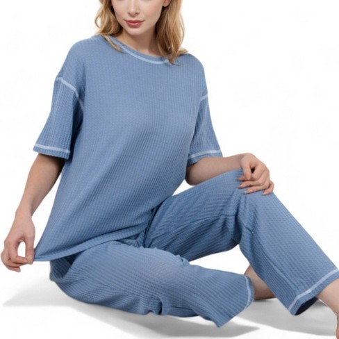 Anna-Kaci Women's V-Neck Relaxed Two-Piece Lounge Set with Shorts