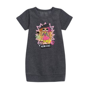 Girls' - LOL Surprise! - Neonlicious Graphic Short Sleeve Fleece Dress - 1 of 3