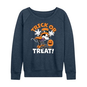 Women's - Disney - Mickey's Halloween Costume Lightweight French Terry Wide Neck Long Sleeve Shirt - 1 of 4
