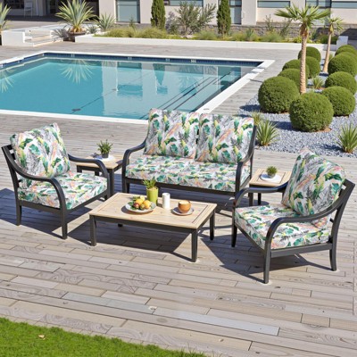 Crestlive Products Outdoor Deep Seat & Back Cushion Set 24 x 25 inch Patio Furniture Cushions with Removable Cover for Chair Sofa Couch