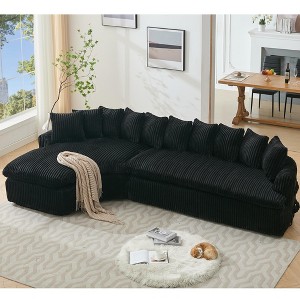 127" Large L-Shaped Modular Sectional Sofa, Elegant Curved Design, High-Resilience Foam, 10 Back Cushions, Left Corner Sofa, No Assembly Required - 1 of 4
