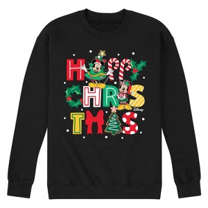 Men's - Disney - Mickey and Minnie Happy Christmas Graphic Fleece Sweatshirt - 1 of 4
