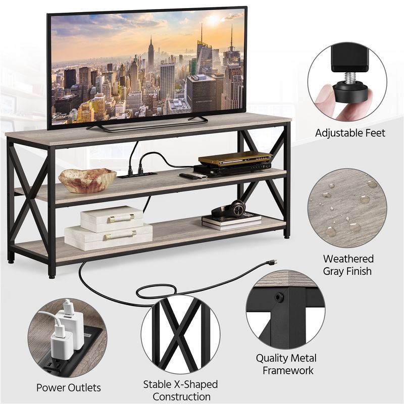 Yaheetech 55 Inch Industrial TV Stand 3-Layer TV Shelf, 4 of 8