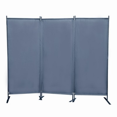 DOMETOUR 6 Ft Modern Room Divider, 3-Panel Folding Privacy Screen with Metal Standing, Portable Wall Partition, for Home & Office