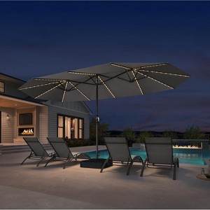 PURPLE LEAF 15ft Patio Market Umbrella and Base Double-Sided Rectangle Outdoor Table Sun Umbrellas with Crank - 1 of 1