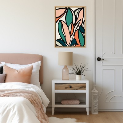 Fanciful Ficus Abstract Canvas Wall Art with Natural Frame