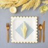 Juvale 48 Pack Square White and Gold Paper Plates with Foil Scalloped Edges for Wedding, Bridal Shower, Birthday, 9 In - 2 of 4