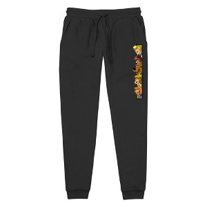 Men's Scooby Doo Peeking Mystery Gang  Jogger Sweatpants - Black - Small - 1 of 3