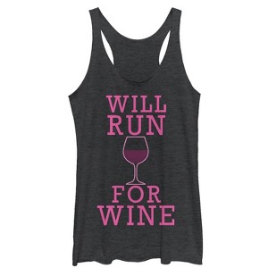 Women's CHIN UP Run for Wine Racerback Tank Top - 1 of 3