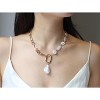 Statement Mixed Chain & Chunky Organic Pearl Choker Necklace for Women - Trendy Layered Jewelry - 2 of 4