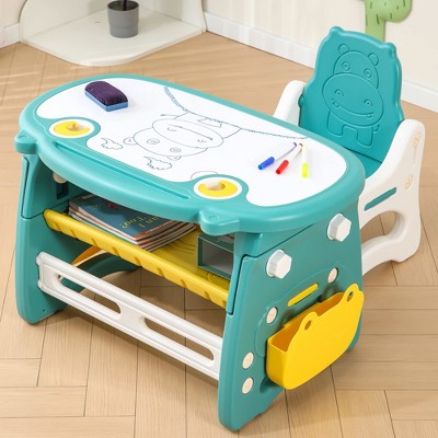 Aoibox Toddler Makeup Vanity Table Set with Mirror Chair Lights Music and Accessories for Girls Ages 3-5 Dress Up