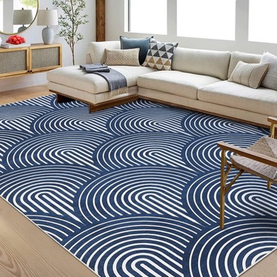 TROPOW  Machine Washable Rug Modern Abstract Low Pile Rugs Non Slip Non Shedding Rug Contemporary Lines Indoor Carpet for Bedroom Living Room