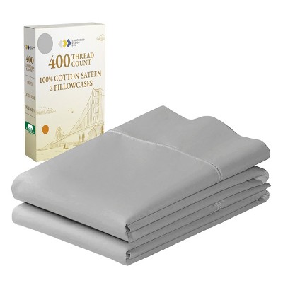 400 Thread Count Pillowcases, 100% Cotton Sateen, Soft & Cooling by California Design Den