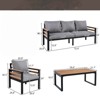 VisioGear 4-Piece Patio Chaise Lounges, Patio Conversation Set with Removable Cushion and Coffee Table for Garden, Grey, 72.4"*25.8"*30.3" - 3 of 4