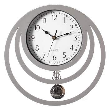 Clockswise Decorative Modern Unique Round Plastic Wall Clock with Circles, for Living Room, Kitchen, or Dining Room