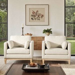 Modern Farmhouse Arm Chair in Flax Linen with Feather-Down Foam Cushions and Removable Covers - 1 of 4
