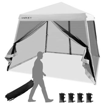 Costway 10x10Ft Patio Outdoor Instant Pop-up Canopy Slant Leg Mesh Tent Folding White