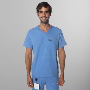 Members Only Men's Manchester V-Neck Scrub Top With Waist & Sleeve Pockets - 1 of 4