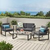 GDFStudio Navan Outdoor Aluminum 4 Seater Chat Set, Dark Gray/Black - 2 of 4