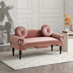 2-Seater Sofa Loveseat Velvet Upholstered Couch with 2 Pillows - ModernLuxe - 1 of 4
